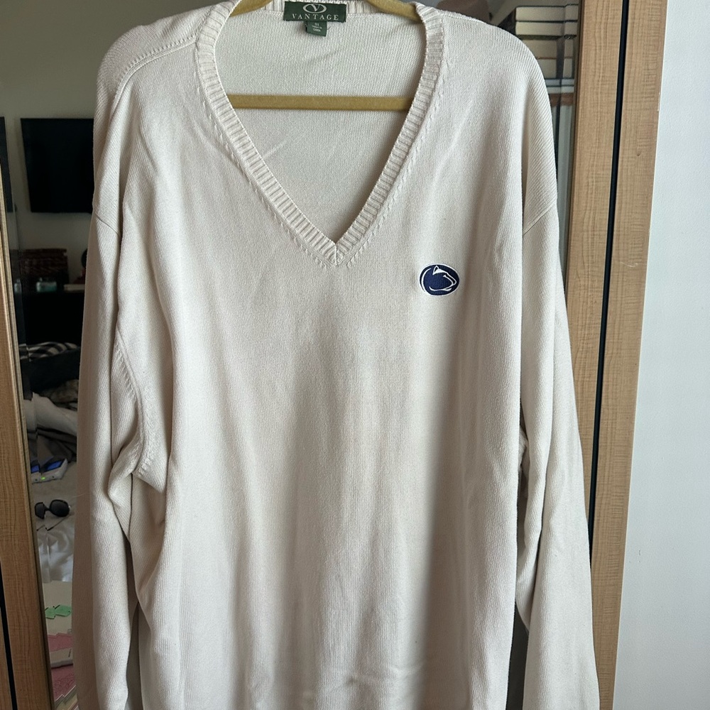 Penn State Cream V-Neck Sweater